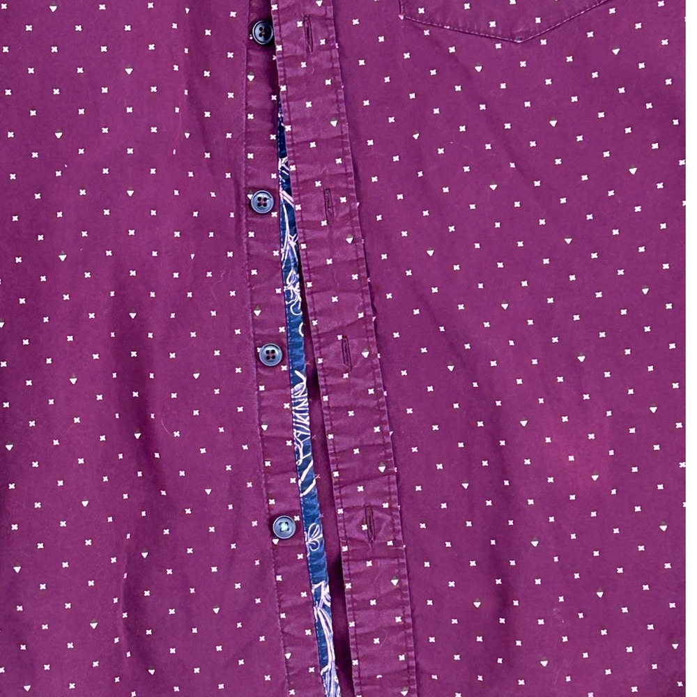 Level Ten Mens Peached Poplin Short Sleeve Button Down Shirt Maroon Small - Picture 5 of 9